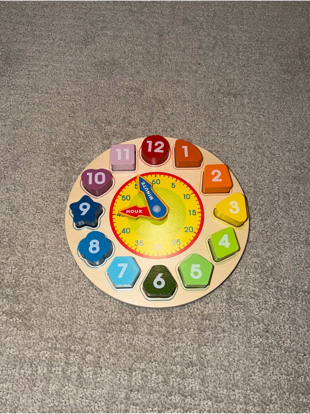 Wooden Shape Color Sorting Clock Teaching Toy